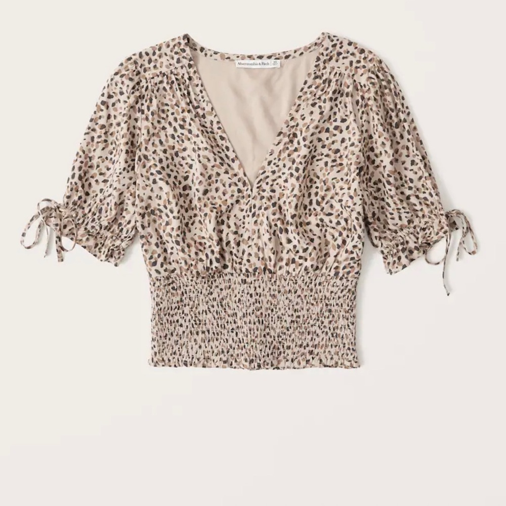 Abercrombie Tie-Sleeve Smocked Waist Top